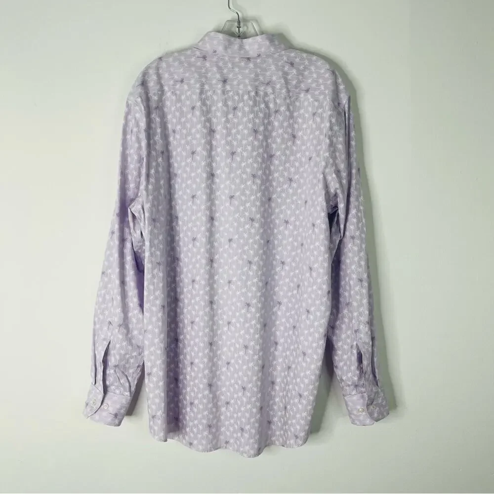 Banana Republic purple white palm tree tropical summer button front shirt XL